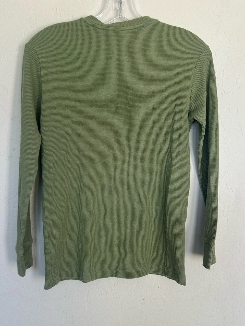 The Children's Place Boys Long Sleeve Thermal Henley Shirt Olive Green L (1786)